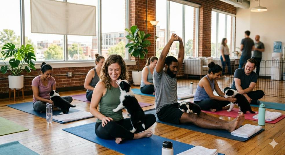 Corporate Event For Puppy Yoga